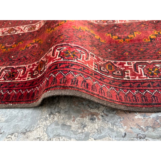 Vintage Bokhara Hand Knotted Afghan Rug For Sale - Image 6 of 7