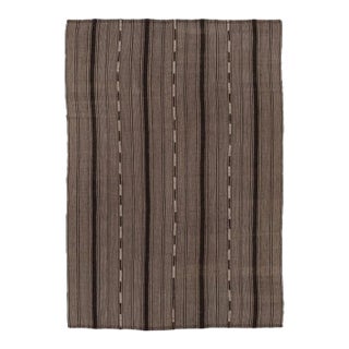 Vintage Persian Kilim, Brown and Beige Geometric Striped Patterns - Rug & Kilim For Sale