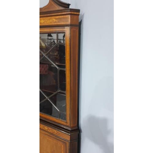 Inlaid Mahogany Corner Cabinet For Sale - Image 10 of 12