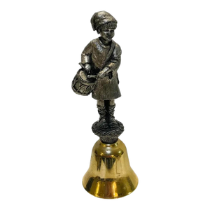 Vintage Michael Ricker Pewter Drummer Boy Bell With Brass Base
