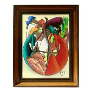 Fritz Rock Four Figures C. 1990 Painting