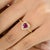 Ruby Red Heart Cut Ruby Halo Diamond Ring Gift for Girlfriend in 18k Gold Size 6 For Sale - Image 8 of 12