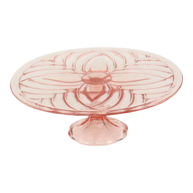 1930s Art Deco Pink Cake Plate from Val Saint Lambert, 1930s For Sale - Image 5 of 15