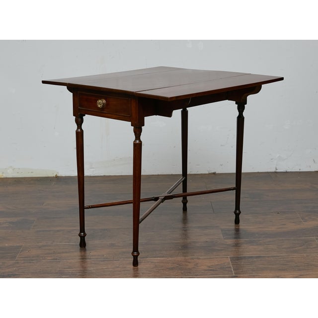 English 19th Century English Mahogany Drop-Leaf Table with Slender Tapering Legs For Sale - Image 3 of 12