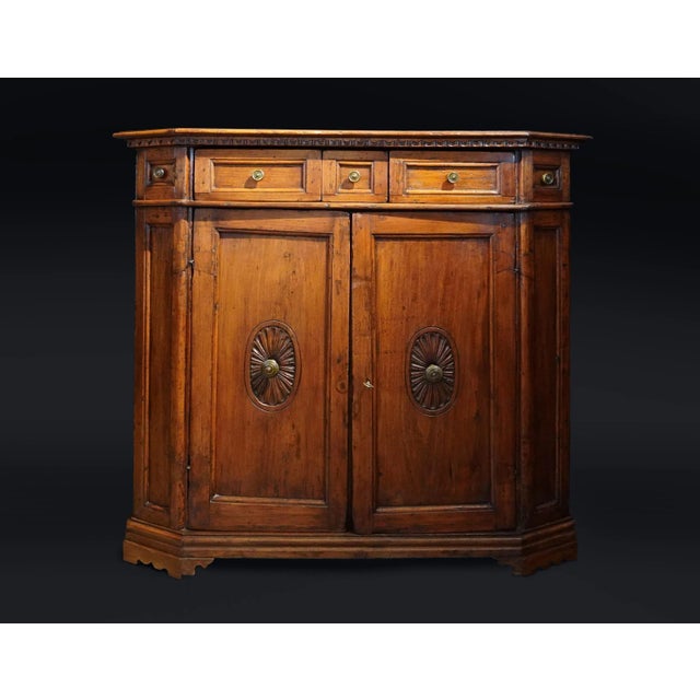 Wood Antique Cabinet in Walnut, Emilia-Veneto, Italy, 1600s For Sale - Image 7 of 7