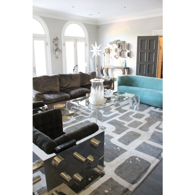 Wood Bridgewater Hand loom Bamboo/Silk Gray/Ivory/Multi Rug-8'x10'" For Sale - Image 7 of 11