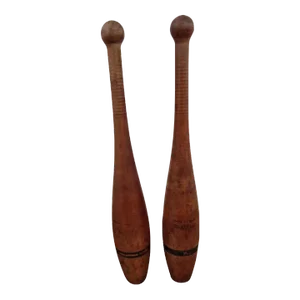 Pair of Antique Wooden Juggling Pins From Narragansett Machine Co. Providence R.I.