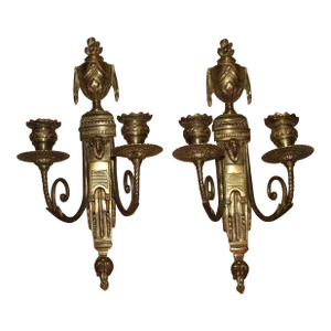 19thc French Louis XVI Neoclassic Marked Bronze Wall Sconces a - Pair