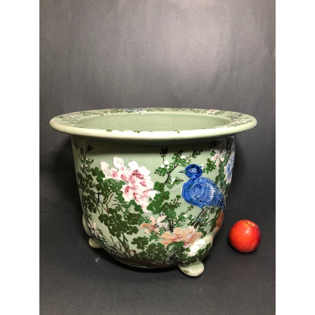 Antique Japanese Celadon Hand Painted Porcelain Flower Pot Chairish