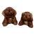 Pair of Lichten Ware Ceramic Brown Dogs Vintage 1940s. For Sale