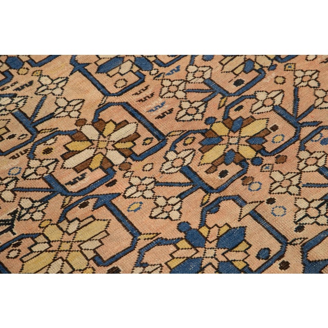 1920s Gallery Size Antique Karabaugh Handmade Wool Rug in Peach With Allover Design For Sale - Image 5 of 10