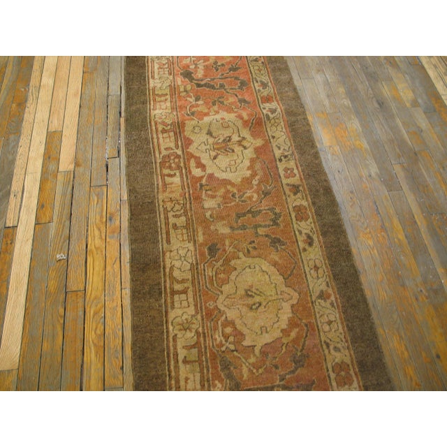 1940s Apricot Geometric Antique Indian Agra Rug 2' 5" X 28' 3" Knotted Wool Carpet For Sale - Image 9 of 11