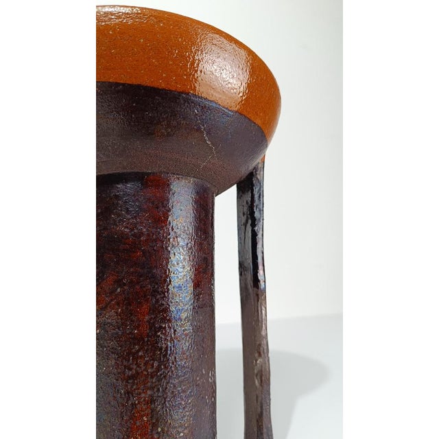 Italian Enamelled Earthenware Carafe Vase in Primitive Style, 1960s For Sale - Image 17 of 18