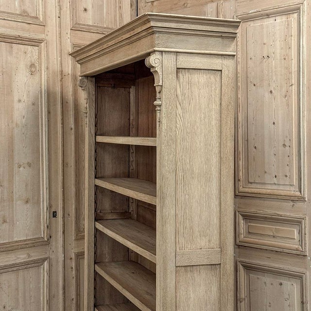 Antique Dutch Neoclassical Open Bookcase in Solid Stripped White Oak For Sale - Image 14 of 18