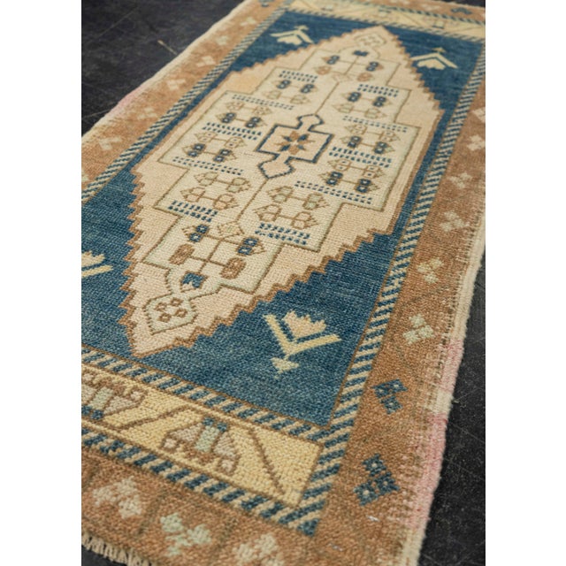 Textile Turkish Mini Rug Oriental Hand Knotted Vintage Rug 1'9" x 3'6" #21263 For Sale - Image 7 of 8