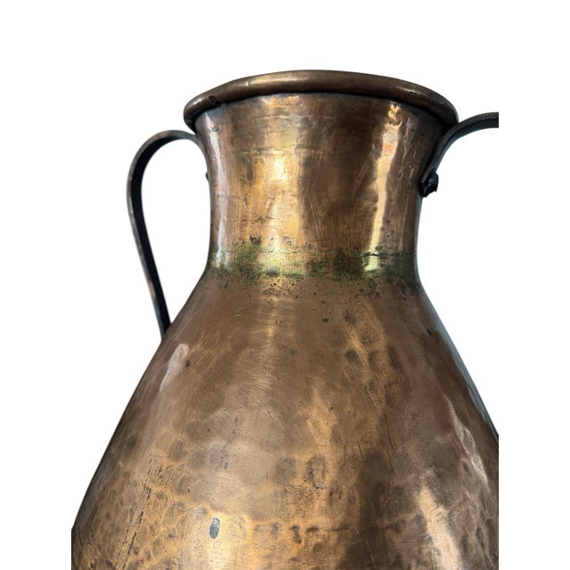 Antique Hammered Copper Vessel Floor Vase For Sale - Image 11 of 12