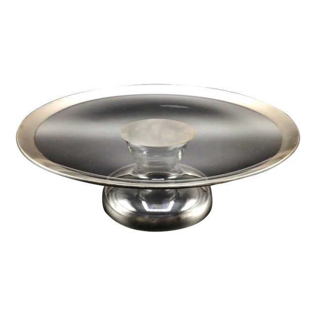 Dorothy Thorpe Silver Banded Pedestal Cake Plate For Sale