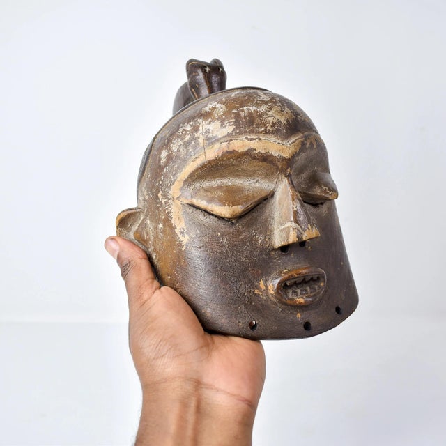 Brown Early 20th Century Pende Mini Helmet Mask For Sale - Image 8 of 15