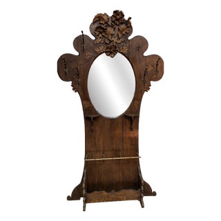 Art Nouveau Monumental Coat Rack with Mirror, France, 1900s For Sale
