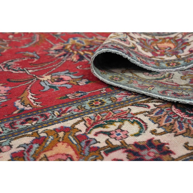 Red 1970s Vintage Persian Handmade Wool 10x13 Red Area Rug For Sale - Image 8 of 11