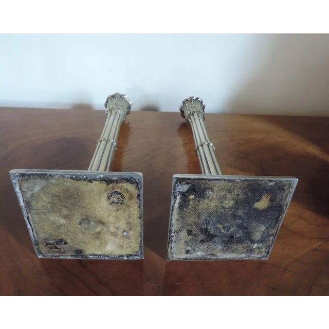 Early 19th Century Georgian Old Sheffield Silver on Copper Tall Candlesticks - A Pair For Sale - Image 10 of 11