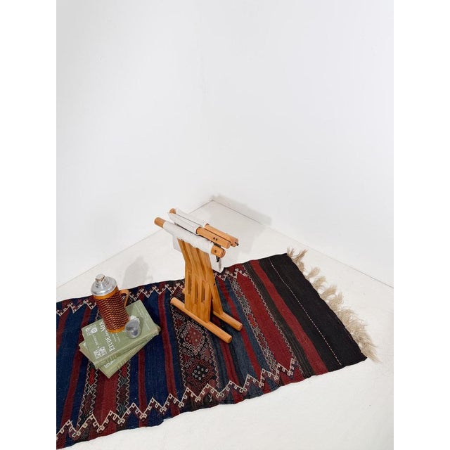 Mid-Century Modern Italian Folding Chair in Beechwood and Raw Cotton Canvas, 1970s For Sale - Image 3 of 18