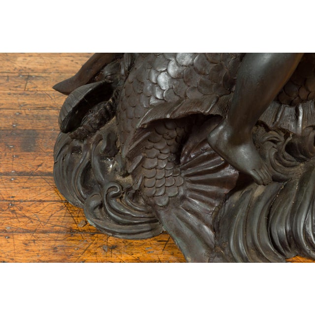 Greco-Roman Bronze Fountain with Putto Riding Dolphin, Lost-Wax Technique For Sale - Image 13 of 15