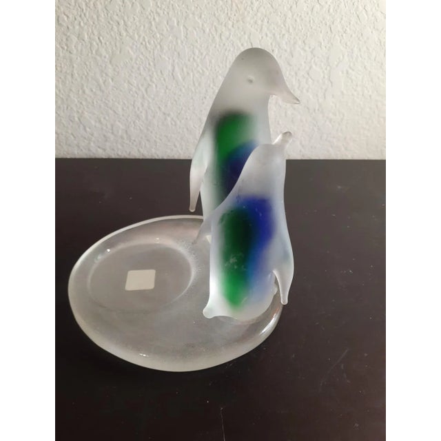 Contemporary 1960s Satin Glass Penguins Candle Holder For Sale - Image 3 of 4