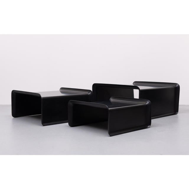 1970s Large Black Fiberglass Nesting Tables from Rosenthal, Germany, 1970s, Set of 3 For Sale - Image 5 of 13