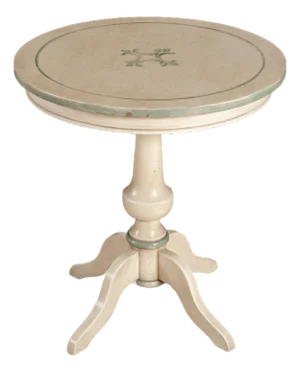 Handcrafted Italian Round Accent Table With Hand-Painted Floral Top