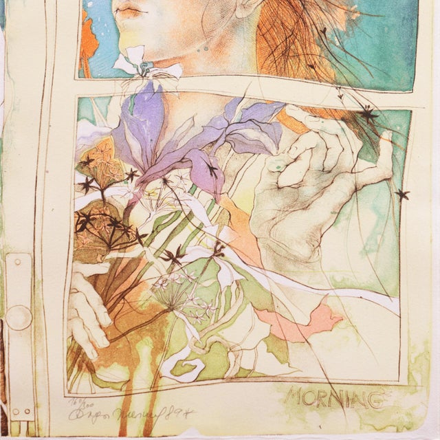 Paper 'Morning' by Dagmar Mezricky, 1989, Czechoslovak Modernist Figural, Prague Academy of Arts, Bratislava For Sale - Image 7 of 10