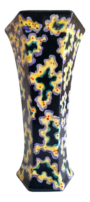 Art Deco Vintage 1930's Czechoslovakia Art Pottery Hand Painted Modernist Ceramic Vase