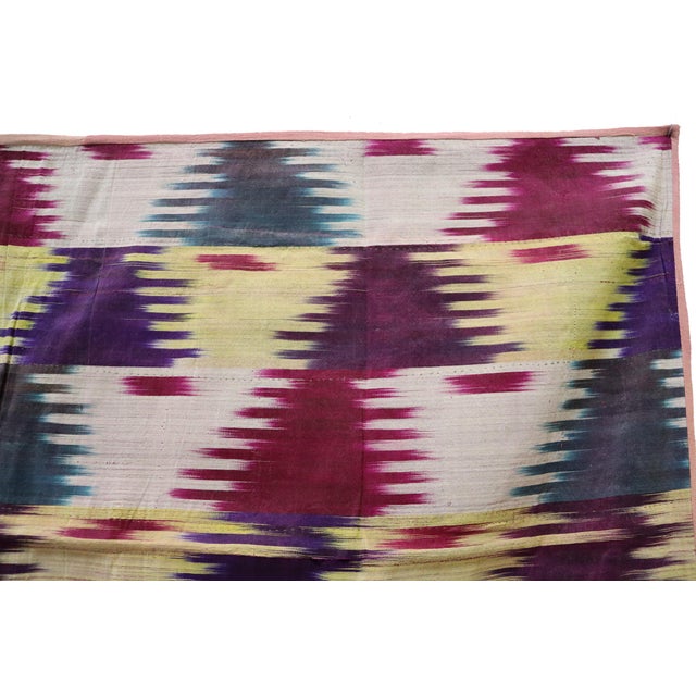 Vintage Uzbek Tribal Silk Ikat Wall Hanging, 1920s For Sale - Image 13 of 16