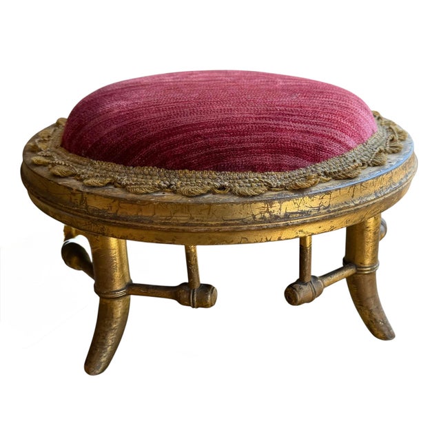 Antique Regency Style Faux Bamboo Petite Footstool.