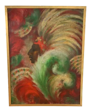 C. 1960s Portrait of a Mardi Gras Zulu Chief, Signed Bix