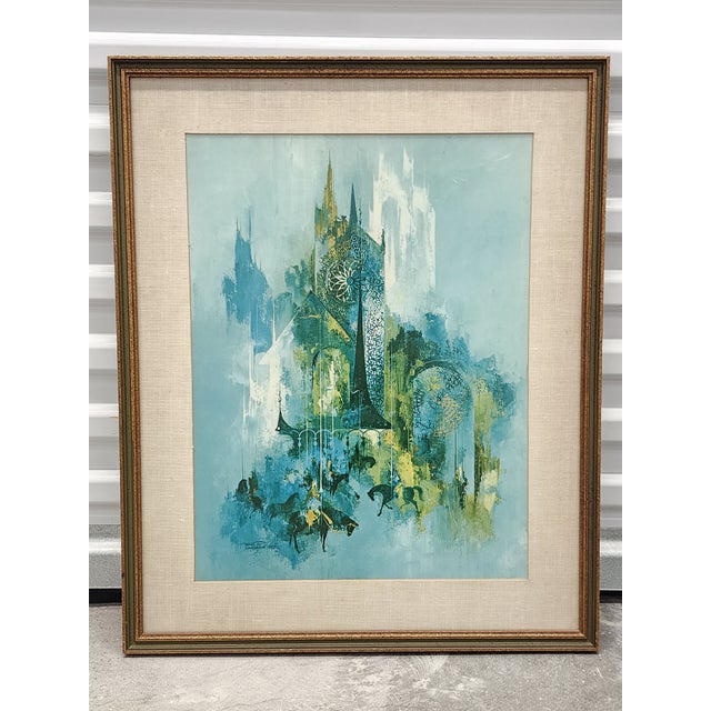 Vintage Mid-Century Modern framed art print titled "The Tournament" by Frans van Lamsweerde (1924-1969), published by New...