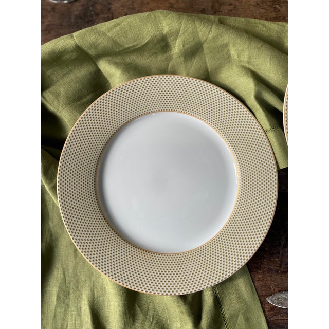 Contemporary Godinger Lattice Green and Gold Plates - Set of 4 For Sale - Image 3 of 10