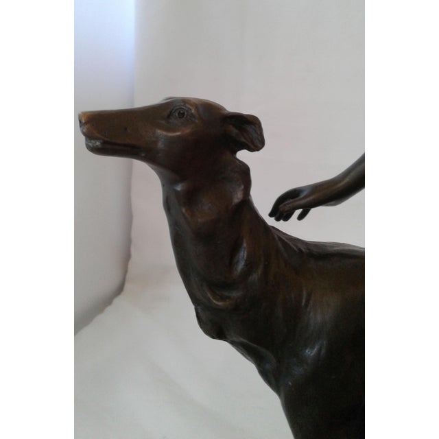 1920s Art Deco Bronze Sculpture "Diana the Huntress With Borzoi" Signed B. Zach For Sale - Image 5 of 5