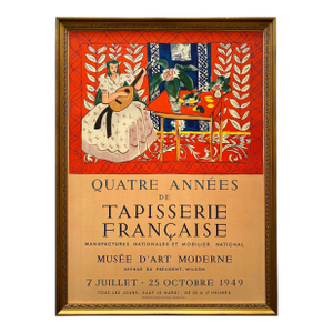 Henri Matisse Vintage 1949 Mourlot Fine Art Lithograph Print Framed Paris Exhibition Poster " La Femme Au Luth " 1946