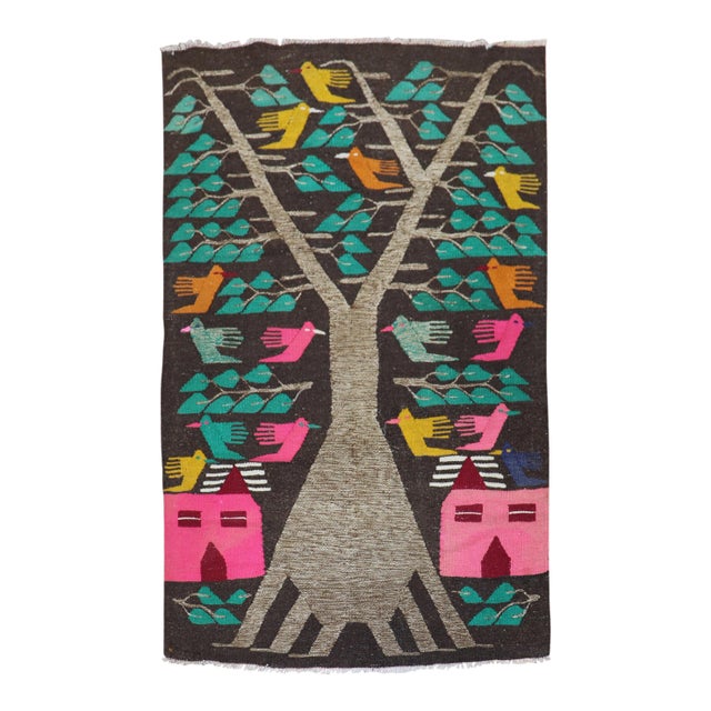 Pictorial Kilim, 3'2''x 4'8'' For Sale