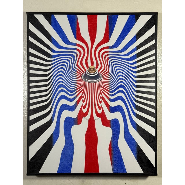 Multicolor Spray Can Screen Print and collage 16x20 stretched and ready to hang