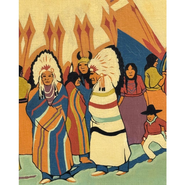 Beige Joseph Bidzinski (American, 20th C.) Native American Ceremonial Procession, 1950 For Sale - Image 8 of 13