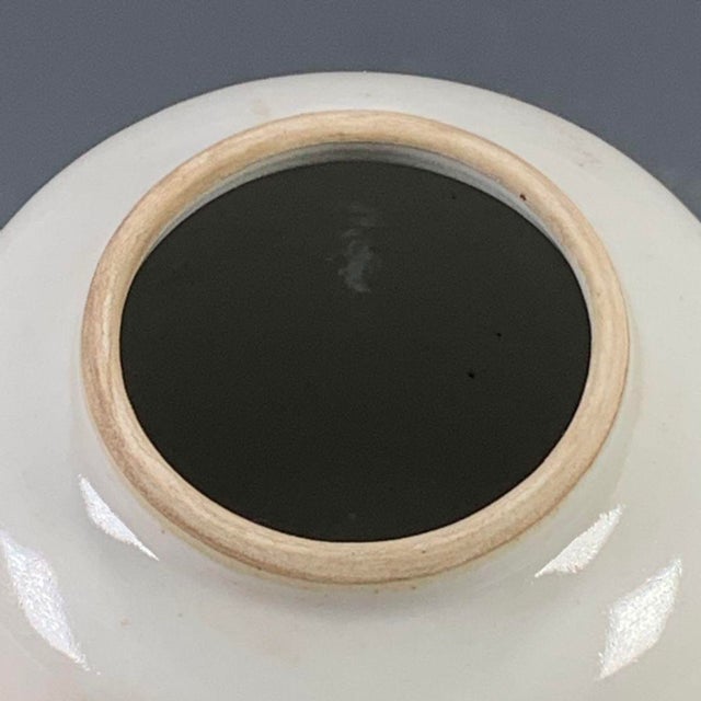 Ceramic Vintage Blue & White Porcelain Tea Jar With Lid – Lotus Pond & Bird Motif, "Wan Yu" Mark For Sale - Image 7 of 9
