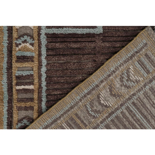 Textile Rug & Kilim’s Scandinavian Style Rug in Brown, Blue & Gold Patterns - 12x18 For Sale - Image 7 of 7