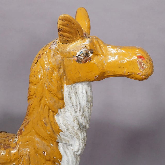 Figurative Antique Children Carousel Lama Sculpture, Germany Late 19th Century For Sale - Image 3 of 9