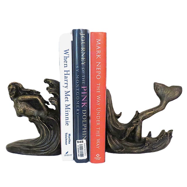 Pair of Whimsical Coastal Mermaid Bookends For Sale - Image 4 of 4