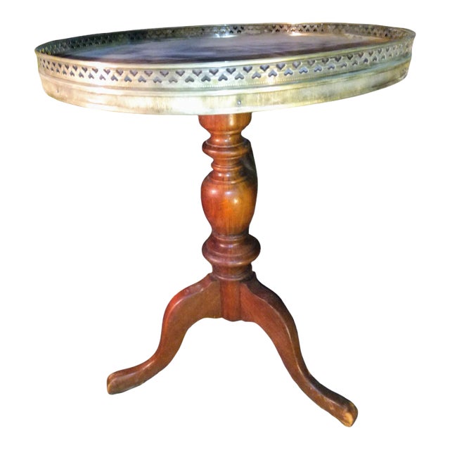 1940s Mahogany / Brass Railing Plant Stands For Sale