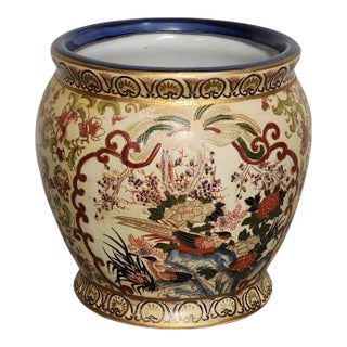 Vintage Chinese Satsuma Style Cachepot For Sale
