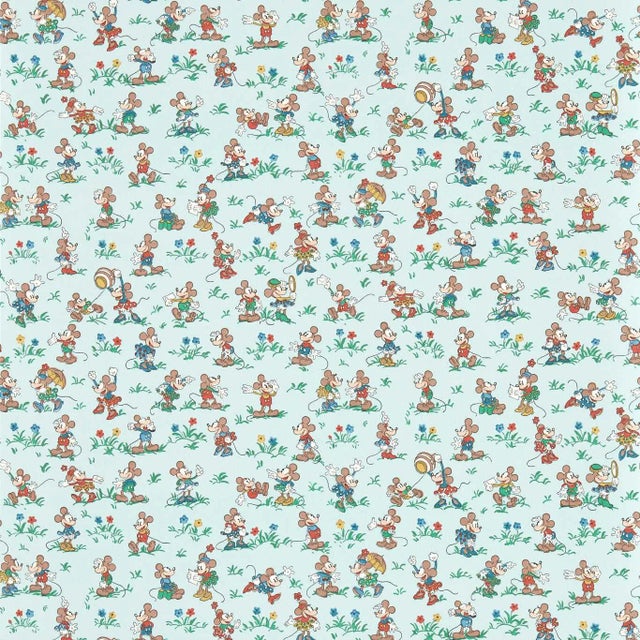 Sanderson Mickey & Minnie Wallpaper in Bonbon Blue For Sale