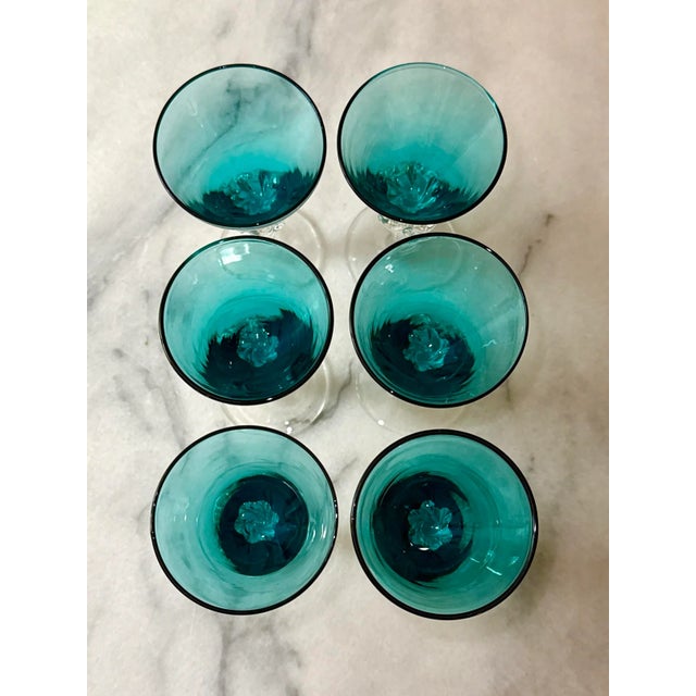 Mid-Century Modern 1960s Empoli Art Glass Cordial Glasses- Set of 6 For Sale - Image 3 of 7